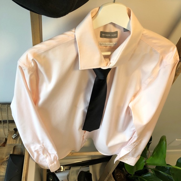 SALE MICHAEL KORS Men Pink Shirt Cotton SZ 17 XL - Picture 7 of 10
